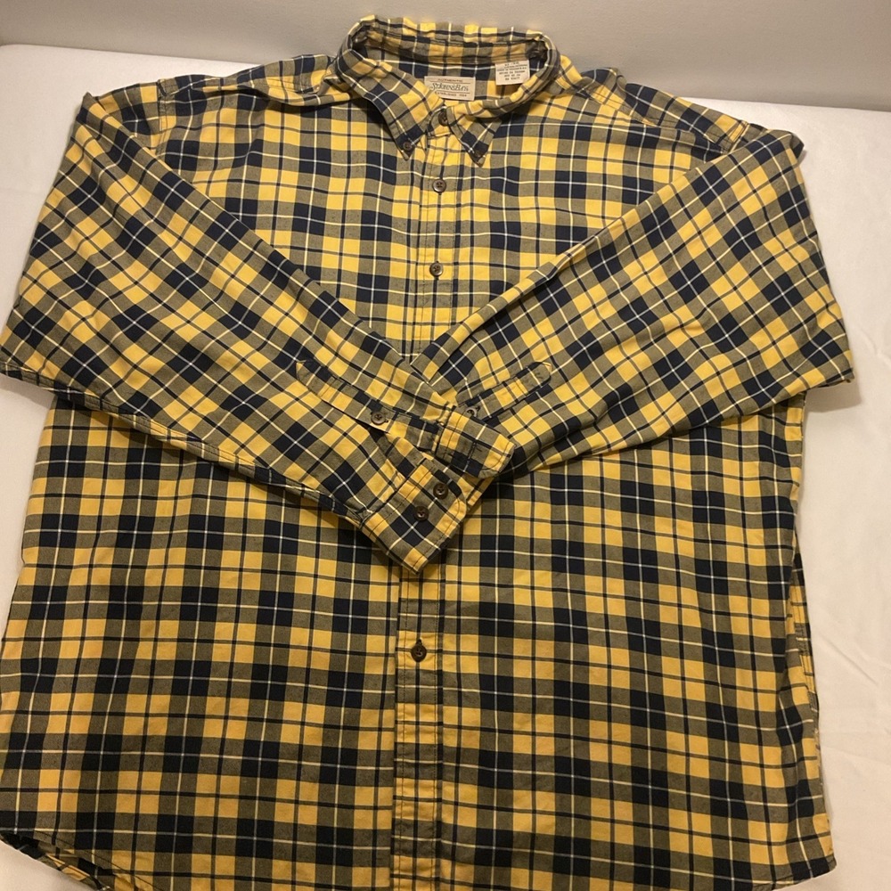 St Johns Bay Mens L Brown Button Down Long Sleeve Shirt D78